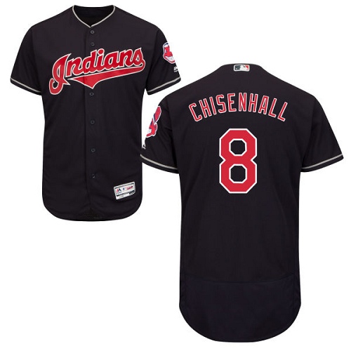 Men's Majestic Cleveland Indians #8 Lonnie Chisenhall Navy Blue Alternate Flex Base Authentic Collection MLB Jersey