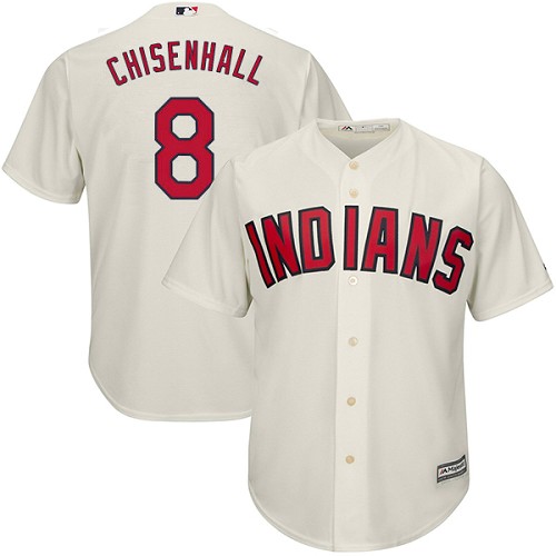 Men's Majestic Cleveland Indians #8 Lonnie Chisenhall Replica Cream Alternate 2 Cool Base MLB Jersey