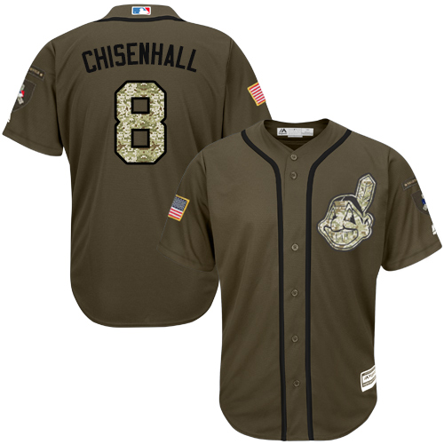 Youth Majestic Cleveland Indians #8 Lonnie Chisenhall Authentic Green Salute to Service MLB Jersey