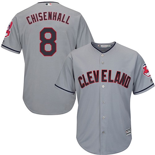 Youth Majestic Cleveland Indians #8 Lonnie Chisenhall Authentic Grey Road Cool Base MLB Jersey
