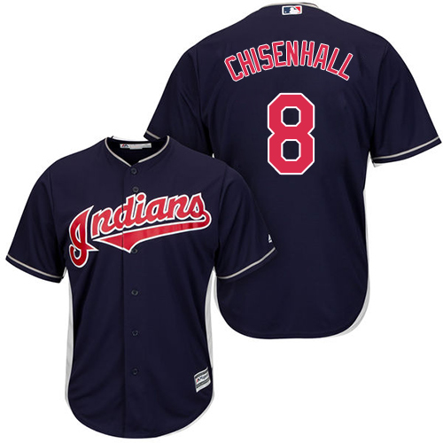 Youth Majestic Cleveland Indians #8 Lonnie Chisenhall Authentic Navy Blue Alternate 1 Cool Base MLB Jersey