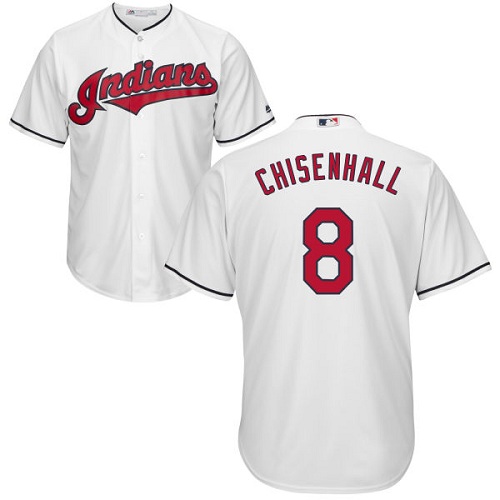 Youth Majestic Cleveland Indians #8 Lonnie Chisenhall Replica White Home Cool Base MLB Jersey
