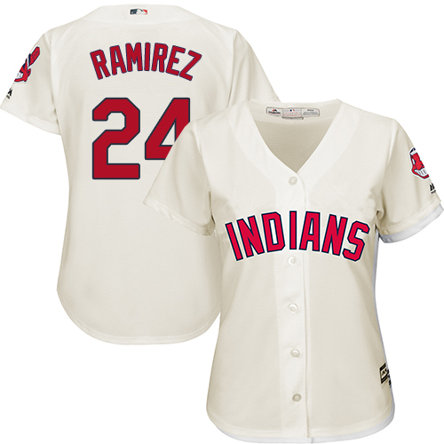 Women's Majestic Cleveland Indians #24 Manny Ramirez Authentic Cream Alternate 2 Cool Base MLB Jersey