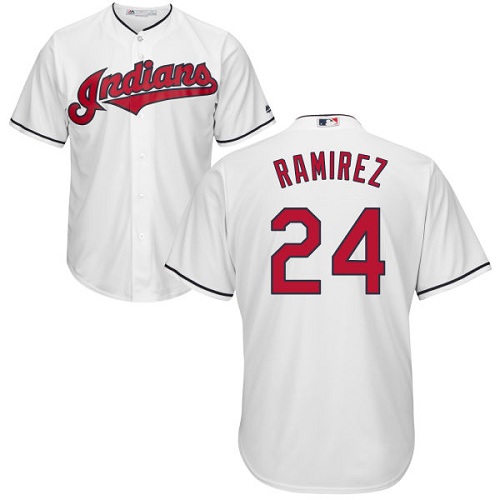 Youth Majestic Cleveland Indians #24 Manny Ramirez Replica White Home Cool Base MLB Jersey