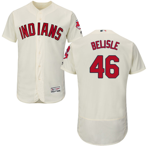 Men's Majestic Cleveland Indians #46 Matt Belisle Cream Alternate Flex Base Authentic Collection MLB Jersey