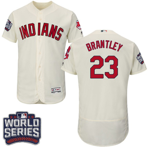 Men's Majestic Cleveland Indians #23 Michael Brantley Cream 2016 World Series Bound Flexbase Authentic Collection MLB Jersey