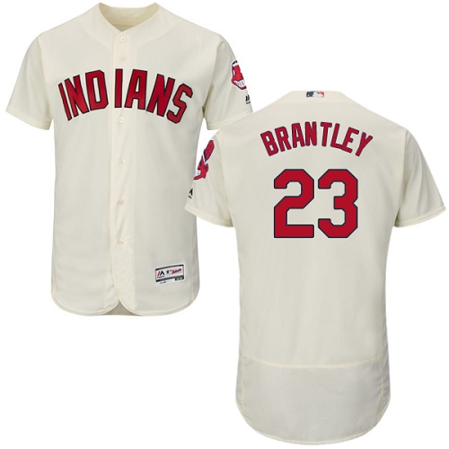 Men's Majestic Cleveland Indians #23 Michael Brantley Cream Alternate Flex Base Authentic Collection MLB Jersey
