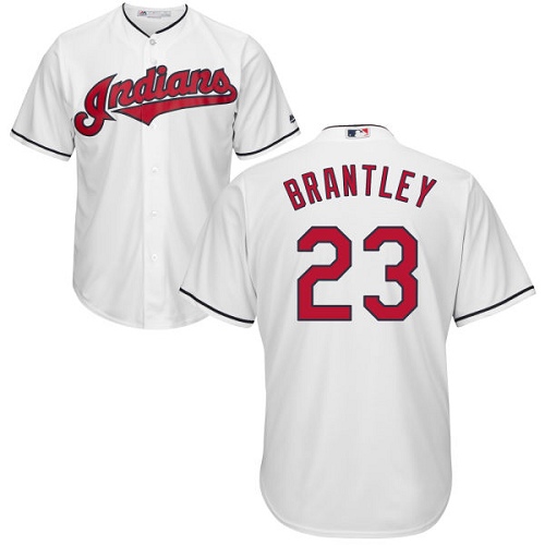 Men's Majestic Cleveland Indians #23 Michael Brantley Replica White Home Cool Base MLB Jersey