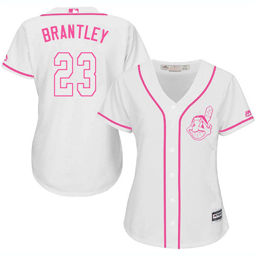 Women's Majestic Cleveland Indians #23 Michael Brantley Authentic White Fashion Cool Base MLB Jersey