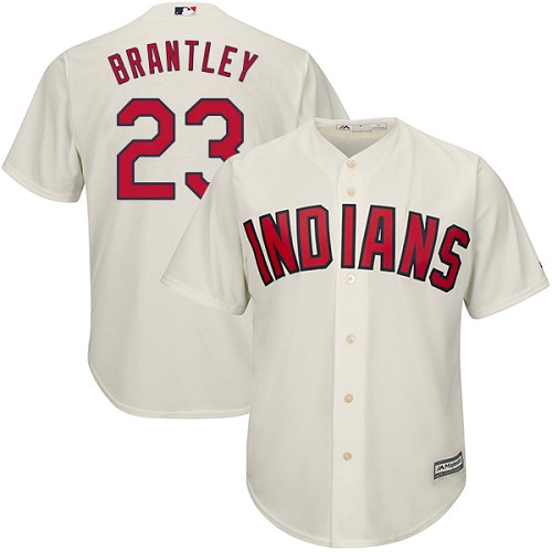 Youth Majestic Cleveland Indians #23 Michael Brantley Authentic Cream Alternate 2 Cool Base MLB Jersey