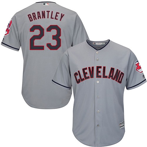 Youth Majestic Cleveland Indians #23 Michael Brantley Replica Grey Road Cool Base MLB Jersey
