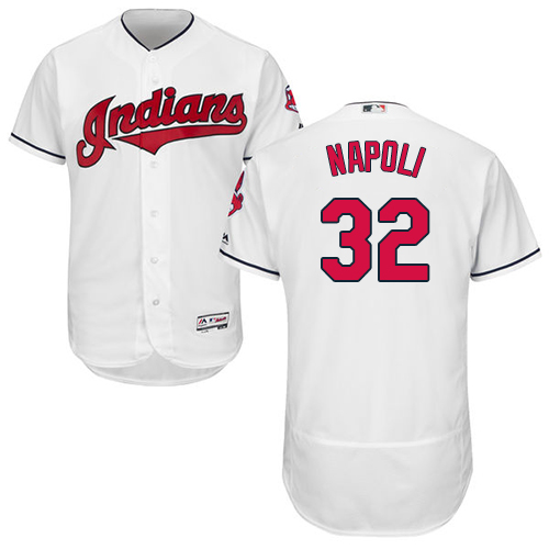 Men's Majestic Cleveland Indians #32 Mike Napoli White Home Flex Base Authentic Collection MLB Jersey