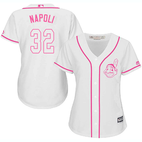 Women's Majestic Cleveland Indians #32 Mike Napoli Authentic White Fashion Cool Base MLB Jersey