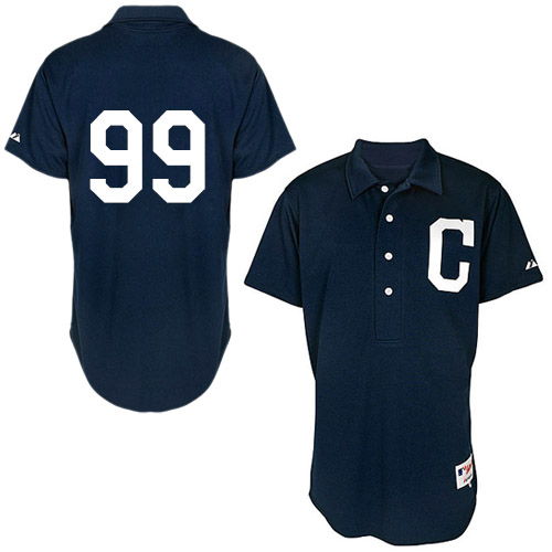 Men's Majestic Cleveland Indians #99 Ricky Vaughn Authentic Navy Blue 1902 Turn Back The Clock MLB Jersey