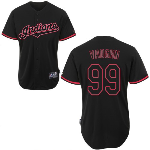 Men's Majestic Cleveland Indians #99 Ricky Vaughn Replica Black Fashion MLB Jersey