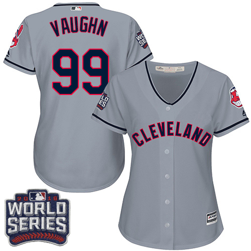 Women's Majestic Cleveland Indians #99 Ricky Vaughn Authentic Grey Road 2016 World Series Bound Cool Base MLB Jersey
