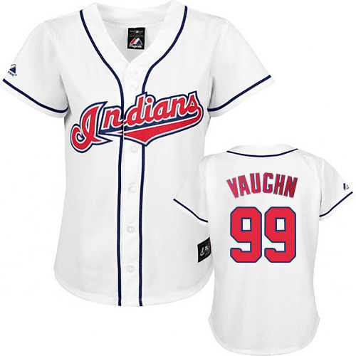 Women's Majestic Cleveland Indians #99 Ricky Vaughn Authentic White MLB Jersey