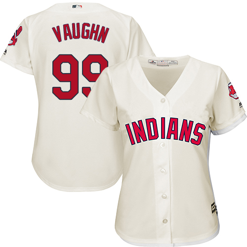 Women's Majestic Cleveland Indians #99 Ricky Vaughn Replica Cream Alternate 2 Cool Base MLB Jersey