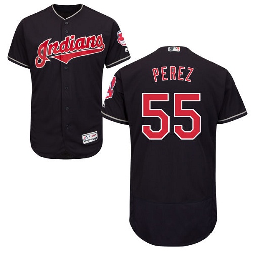 Men's Majestic Cleveland Indians #55 Roberto Perez Navy Blue Flexbase Authentic Collection MLB Jersey