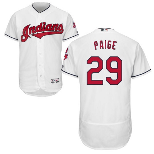 Men's Majestic Cleveland Indians #29 Satchel Paige White Home Flex Base Authentic Collection MLB Jersey