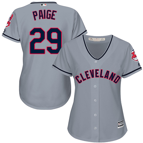 Men's Majestic Cleveland Indians #29 Satchel Paige Authentic Navy