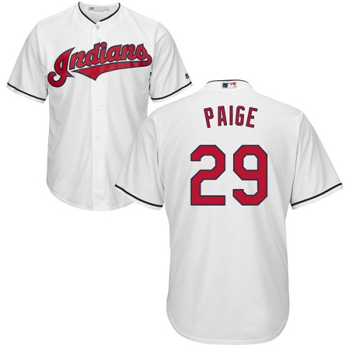 Youth Majestic Cleveland Indians #29 Satchel Paige Replica White Home Cool Base MLB Jersey