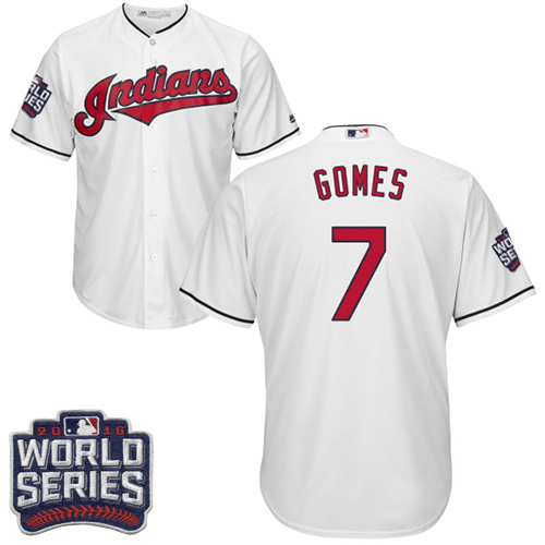 Men's Majestic Cleveland Indians #7 Yan Gomes White 2016 World Series Bound Flexbase Authentic Collection MLB Jersey