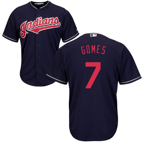 Youth Majestic Cleveland Indians #7 Yan Gomes Replica Navy Blue Alternate 1 Cool Base MLB Jersey
