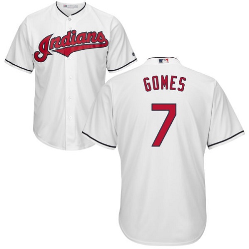 Youth Majestic Cleveland Indians #7 Yan Gomes Replica White Home Cool Base MLB Jersey