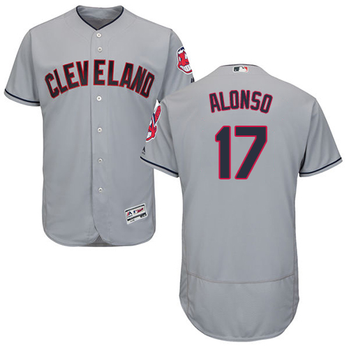Men's Majestic Cleveland Indians #17 Yonder Alonso Grey Road Flex Base Authentic Collection MLB Jersey