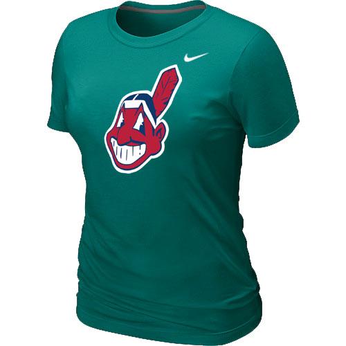 MLB Women's Cleveland Indians Nike Heathered Blended T-Shirt - Auqe Green