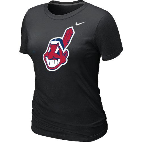 MLB Women's Cleveland Indians Nike Heathered Blended T-Shirt - Black